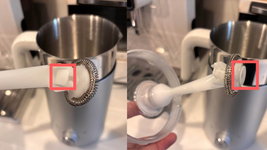 ツヴィリングのミルクフォーマーリングの取り付け向き